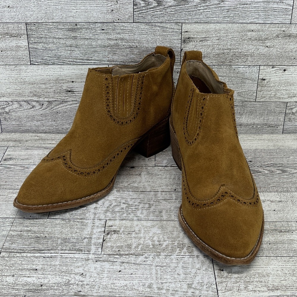 Madewell Grayson Brogue Chelsea Boots Brown Suede J8292 Women Size 7